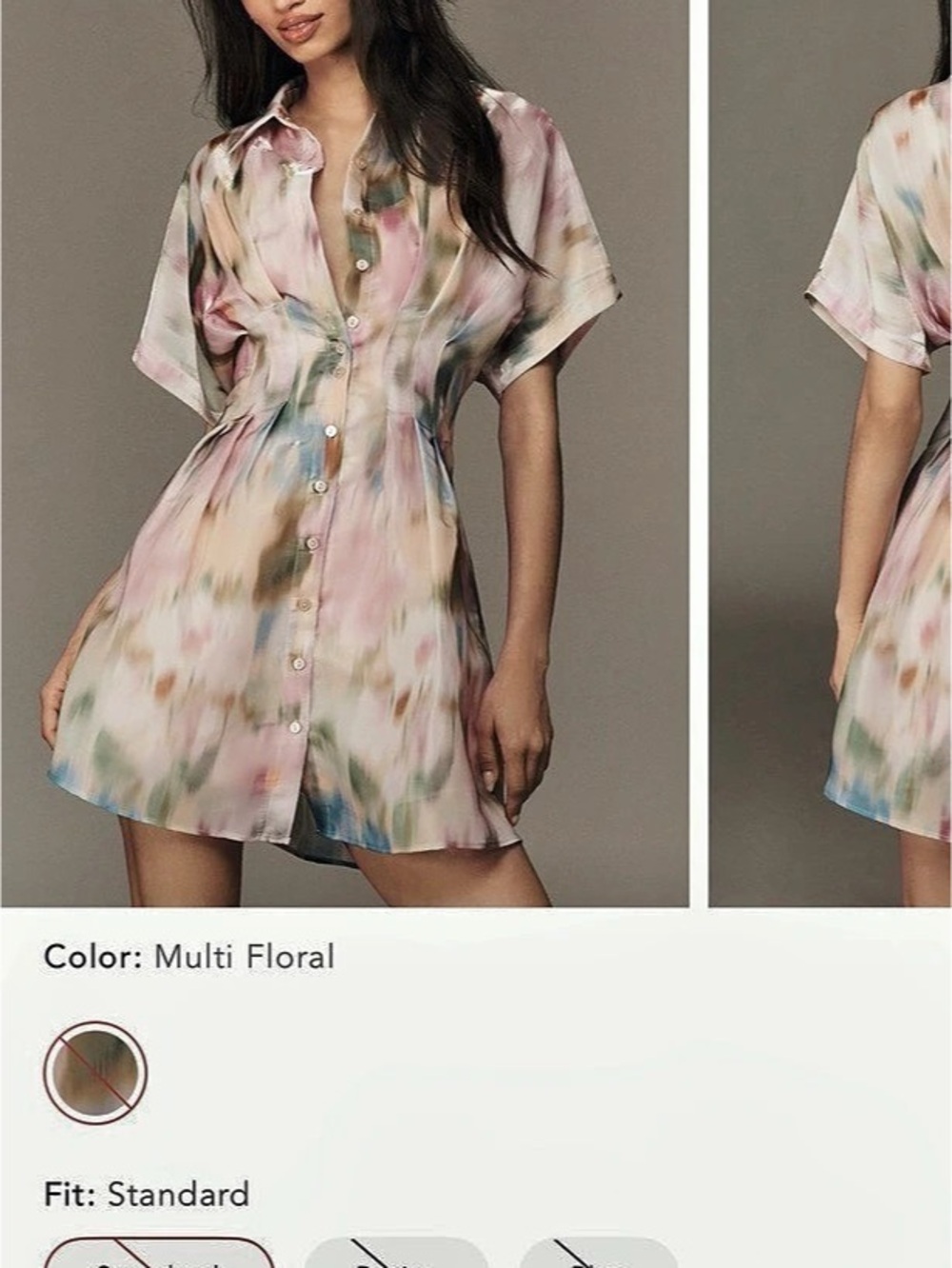 Anthropologie Exquise Tobie Organza Mini Shirt Dress in Multi Floral